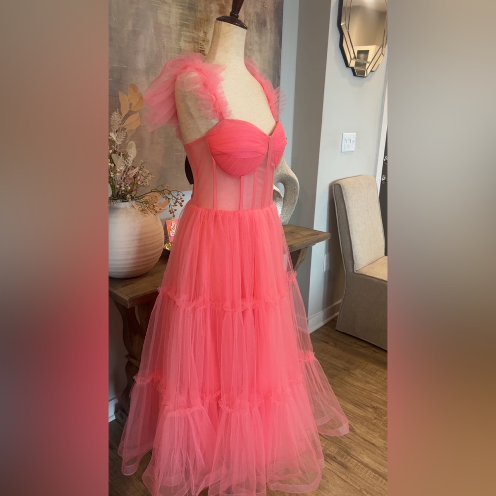 NWT Ava Gowns ‘Mia dress’ coral pink tulle corset dress size 10 - Picture 11 of 15